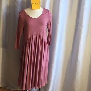 Long dusty rose color dress long sleeve size med